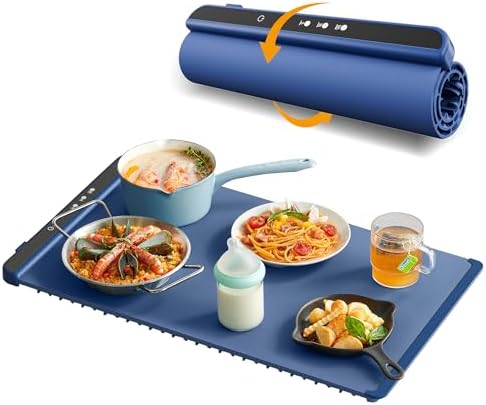 Warming Mat for Food – Foldable Silicone Electric Warming Tray with Adjustable Temperature, Auto Shut-Off, Full Surface Heating, Portable & Easy to Clean, Ideal for Buffets, Parties, Defrosting, White|B0D83NYKXW