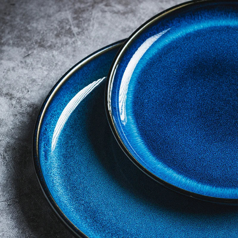 4size Tray for Decoration Blue Dishes