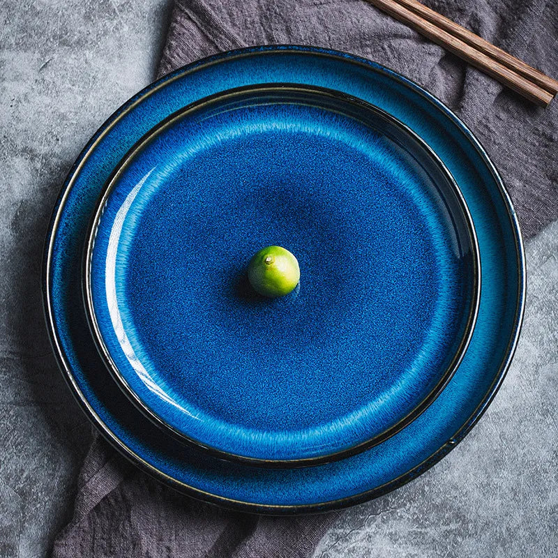 4size Tray for Decoration Blue Dishes